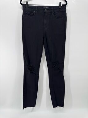 Paige Hoxton Ankle Skinny Jeans Black 28 distressed torn ripped knee